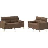 vidaXL Ensemble de canapés 2 pièces avec coussins Tissu brun