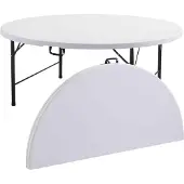 Oviala Lot de 5 table ronde pliante 180cm - REKKEM