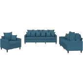 vidaXL Ensemble de canapés 3 pièces avec coussins bleu velours