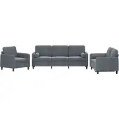 vidaXL Ensemble de canapés 3 pièces avec coussins gris foncé velours