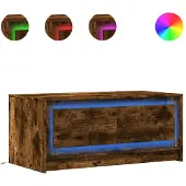 vidaXL Table basse LED chêne fumé bois composite