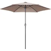 Oviala Parasol droit 3m inclinable à manivelle en aluminium taupe - Matera