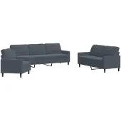vidaXL Ensemble de canapés 3 pièces avec coussins gris foncé velours