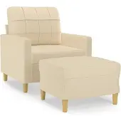 vidaXL Fauteuil avec pouf Crème 60 cm Tissu