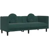 vidaXL Canapé 3 places avec coussins Vert foncé velours