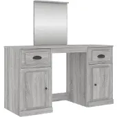 vidaXL Coiffeuse avec miroir Gris Sonoma 130x50x132,5 cm