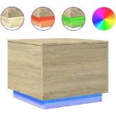 vidaXL Table basse avec lampes LED Chêne Sonoma 50x50x40 cm