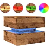 vidaXL Table basse avec lampes LED imitation vieux bois 50x50x40 cm