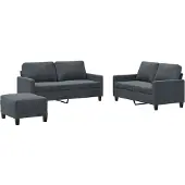 vidaXL Ensemble de canapés 3 pièces avec coussins gris foncé velours
