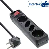 InLine multiprise, 4x, 2x contact de protection + 2x Euro, noir, 3m