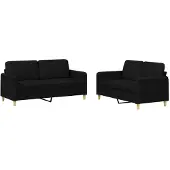 vidaXL Ensemble de canapés 2 pièces avec coussins Tissu noir