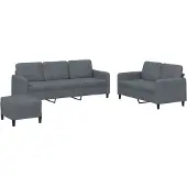 vidaXL Ensemble de canapés 3 pièces gris foncé velours