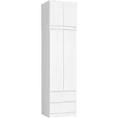 Akord Armoire Avec Surmeuble 2 Portes 2 Tiroirs Blanc 60X51X234