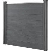 Neu.holz Clôture de jardin WPC Gris avec poteaux Clôture à lames brise-vue 165x162cm []
