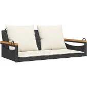 vidaXL Banc suspendu avec coussin noir 109x62x40 cm Poly rotin