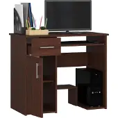 Akord Bureau D'Ordinateur 90 cm Wenge JAY - Bureau Élégant et Fonctionnel avec Tiroir et Étagère Tiroir