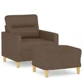 vidaXL Fauteuil avec pouf Marron 60 cm Tissu