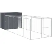 vidaXL Niche pour chiens avec enclos Anthracite 214x661x181cm Acier galvanisé