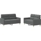 vidaXL Ensemble de canapés 2 pièces avec coussins Tissu gris foncé