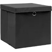 vidaXL Boîtes de rangement avec couvercles 10 pcs. noir 32x32x32cm tissu