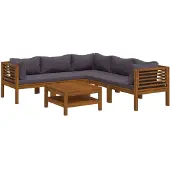 vidaXL Ensemble de salon de jardin 6 pièces avec revêtement en bois massif d'acacia