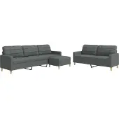vidaXL Ensemble de canapés 3 pièces avec pouf Tissu gris foncé