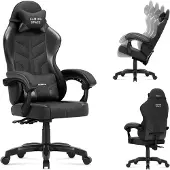 Huzaro Chaise de jeu Force 2.7 Carbon - chaise pivotante ergonomique en velours avec dossier réglable, coussin lombaire et appui-tête, jusqu'à 140 kg