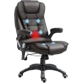 Homeco Fauteuil de bureau, Fauteuil de bureau Massage Chef avec fonction chauffante, Marron, Luxury Design