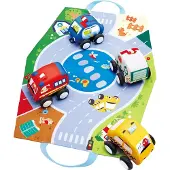 Hape Pull-back Plush Car Set Bleu Enfants