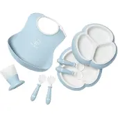 BabyBjörn Set de Vaisselle - 8 Parties - Bleu Pastel - - UneTaille - Set de Vaisselle