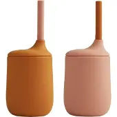 Liewood Tasses av. Paille - 2 Pack - Silicone - Ellis - Dark Ros - - UneTaille - Tasse