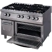 Maxima - Cuisinière Gastro Premium - 6 brûleurs - Triple unité - 90 cm Profond - Gaz incl. four électrique