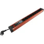 Chilitec Rev multiprise avec discontacteur + filtre dalimentation, rouge gris, 9 x, 9xschutzkontakt, avec interrupteur, longueur damené