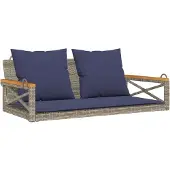 vidaXL Banc suspendu avec coussin Gris 109x62x40 cm Poly rotin