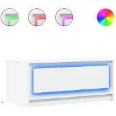 vidaXL Table basse LED Blanc Matériau dérivé du bois