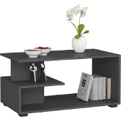 Akord Table Basse Élégant en Gris Graphite avec Rangement et Étagères