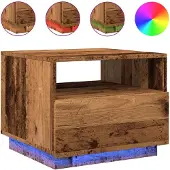vidaXL Table basse avec lampes LED imitation vieux bois 50x49x40 cm