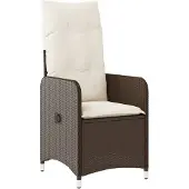 vidaXL Fauteuil de jardin Réglable avec coussins Marron Poly Rattan