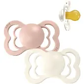 BIBS Supreme Natural Rubber Size 1: 0+ months tétine Ivory / Blush 2 pcs