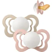 BIBS Couture Glow Natural Rubber Size 2: 6+ months tétine Blush / Vanilla 2 pcs