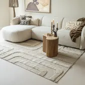 Studio Clarice Tapis en laine – Judith Lines Greige | 160x230cm | Rectangulaire | Pile haute