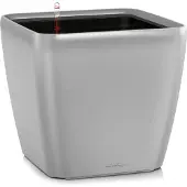 Lechuza Pot Quadro Premium Ls 21 - Kit Complet, Argent Métallisé 21 Cm