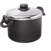 Moneta Etnea, 4 l, rond, aluminium, noir, aluminium, pierre d'Artech, céramique, gaz, halogène, plan de cuisson scellé