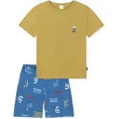 Schiesser Pyjama ' Kids Nightwear ' bleu / ocre / kaki