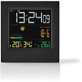 Nedis Station météo horloge display couleur. Réveil Hygrom 1capteur extérieur sw-ws WEST404BK