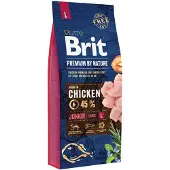 Brit Premium By Nature Junior Large L - Nourriture avec poulet pour chiots de grandes races - 15 kg + nourriture humide avec volaille 6x1240 g