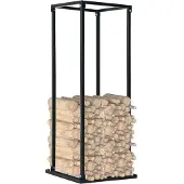 vidaXL Étagère à bois de chauffage avec fond Noir 37 x 37 x 113 cm Acier