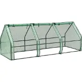 En.casa Mini-serre Höflein 240x90x90cm serre en film plastique pour l'extérieur serre avec fermeture éclair et 3 fenêtres film grillagé vert