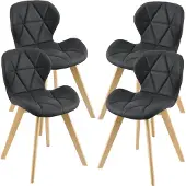 En.casa Chaise de salle à manger 'Älmhult' set de 4 pièces 78x47x52 cm similicuir noir