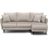 Selsey Canapé-lit d'angle Volio beige velours hydrophobe pieds noirs
